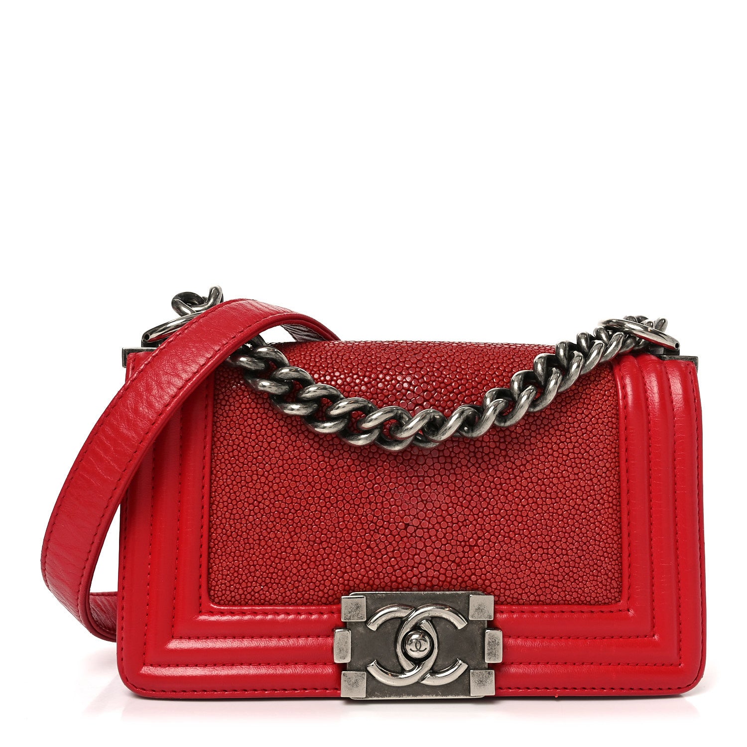 Chanel Galuchat Stingray Small Boy Flap Red 1 of 9