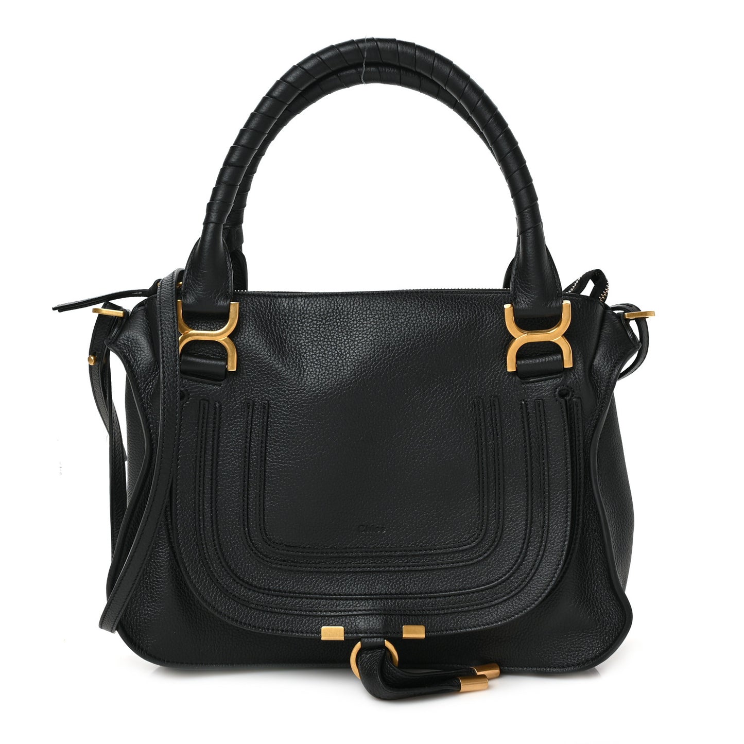 Calfskin Medium Marcie Satchel Black