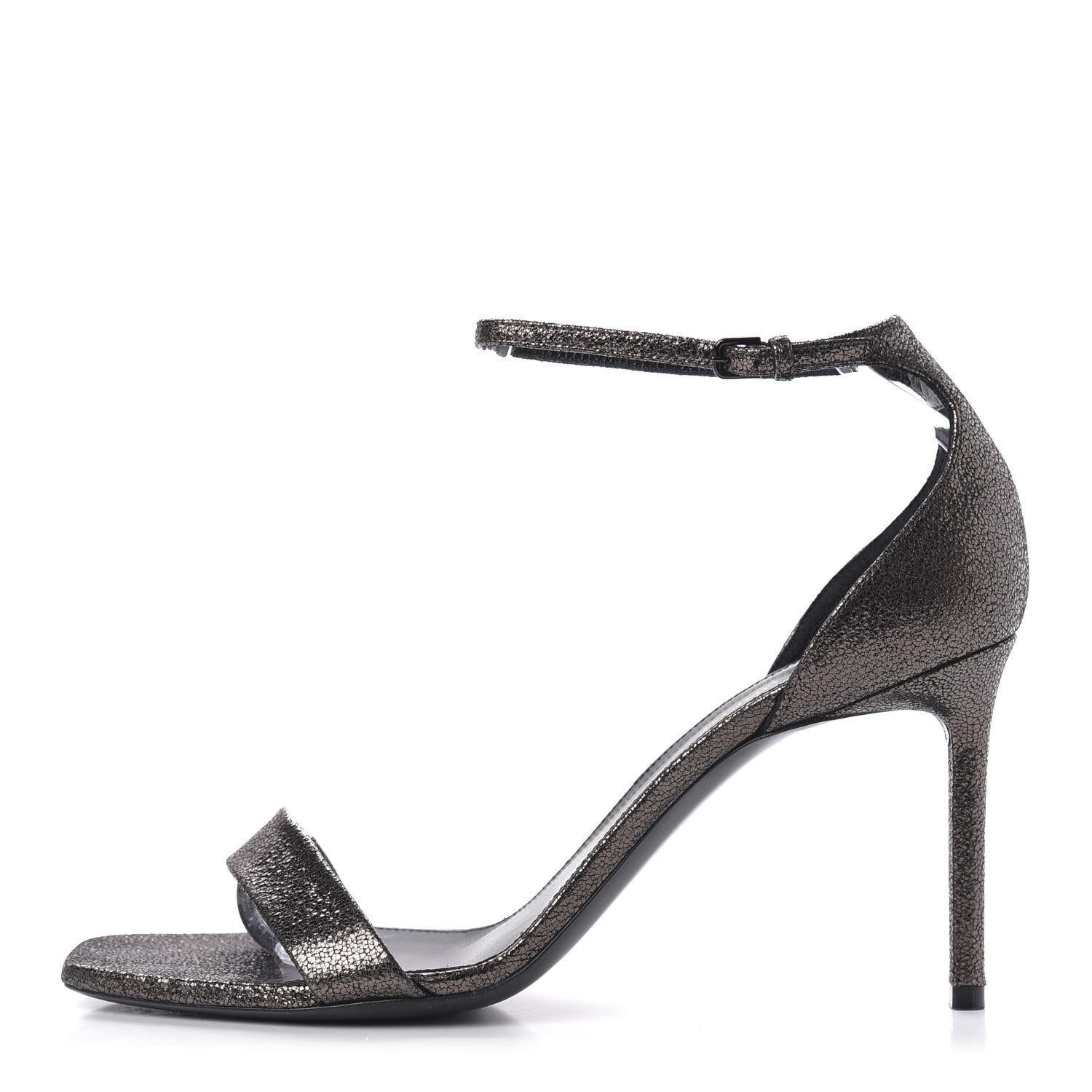 Saint Laurent Evora Amber 105 Astrap Sandals 40 Gunmetal 1 of 8