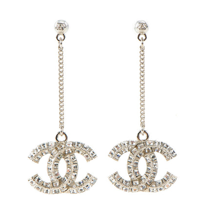 Chanel Baguette Crystal CC Dangle Earrings Silver 1 of 5