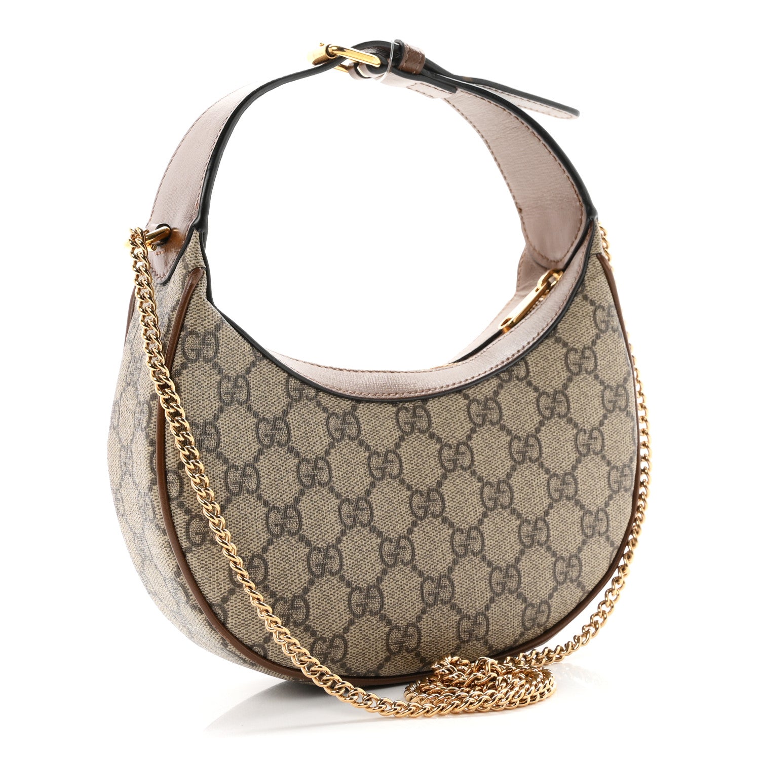Gucci GG Supreme Monogram Azalea Calfskin Mini Retro Interlocking G Half Moon Bag Beige Ebony Brown Sugar 3 of 11