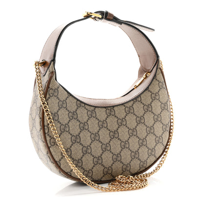 Gucci GG Supreme Monogram Azalea Calfskin Mini Retro Interlocking G Half Moon Bag Beige Ebony Brown Sugar 3 of 11