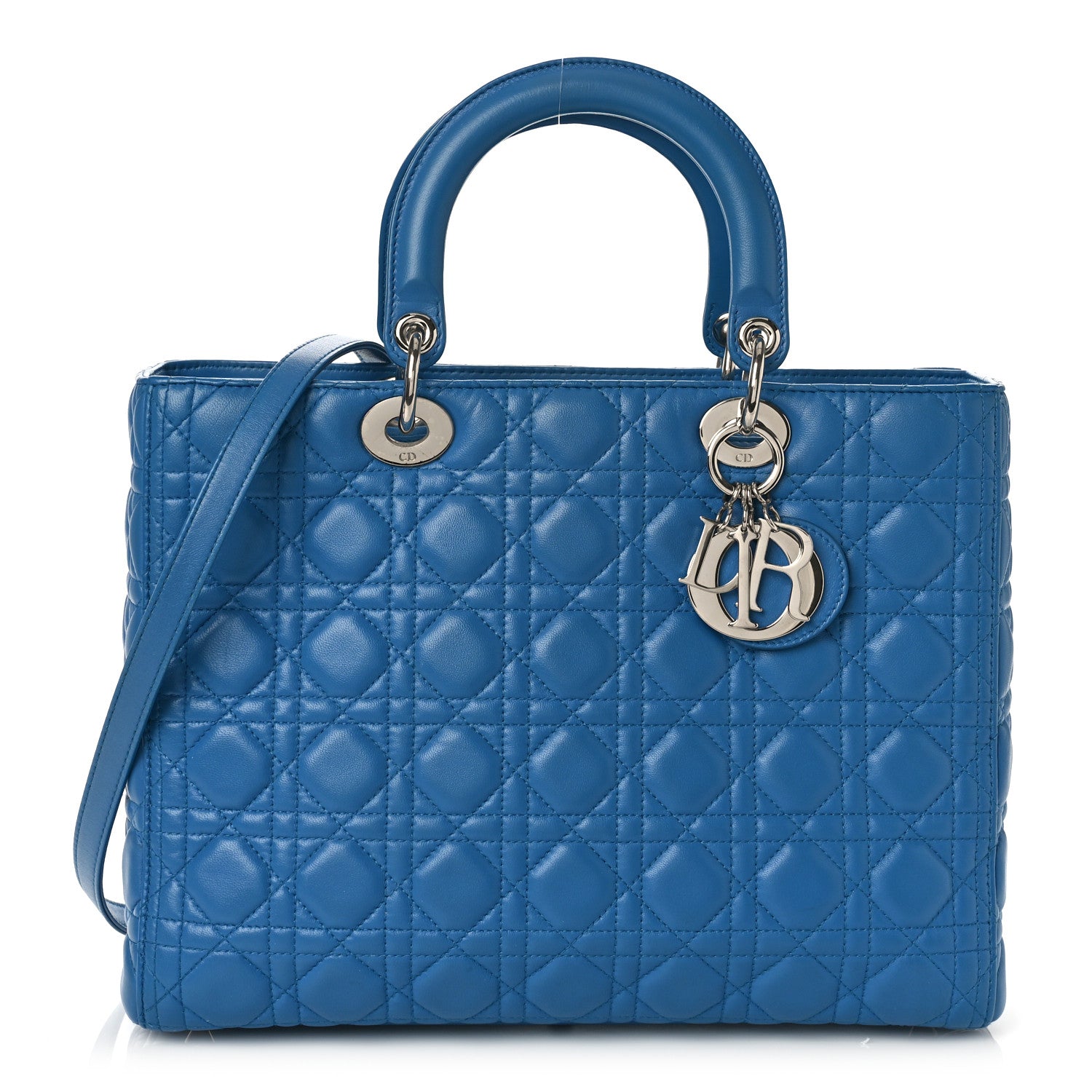 Christian Dior Lambskin Cannage Large Lady Dior Blue 1 of 9