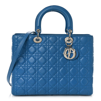 Christian Dior Lambskin Cannage Large Lady Dior Blue 1 of 9