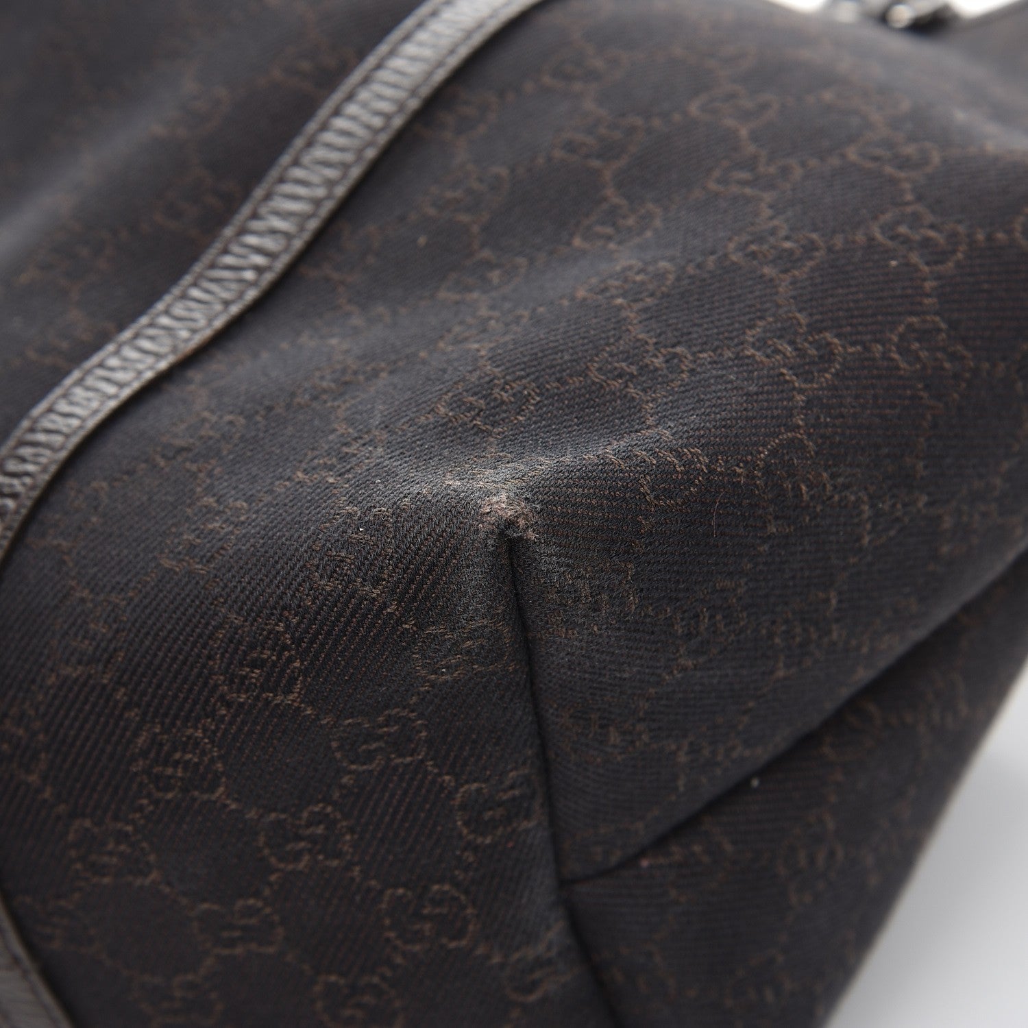 Gucci Denim Dollar Calfskin GG Monogram Large Joy Tote Brown 11 of 14