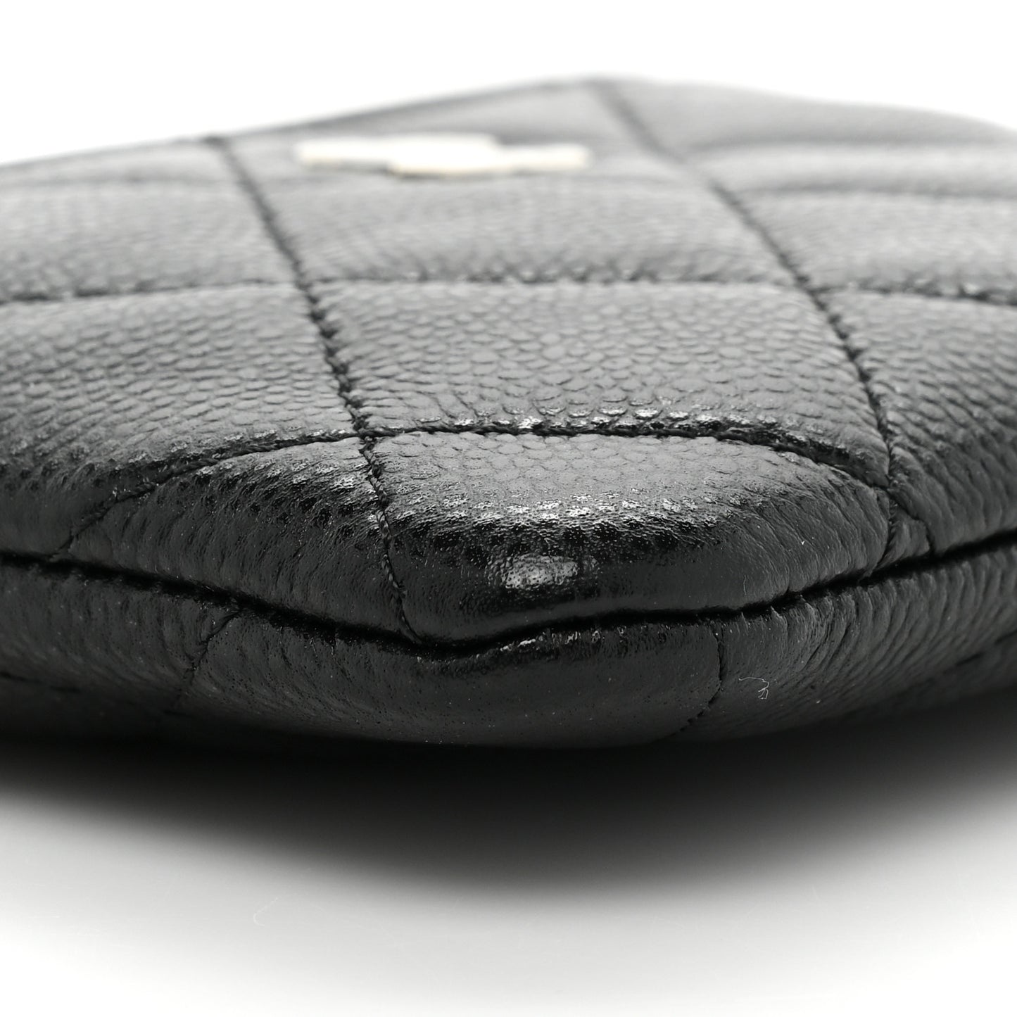 Caviar Quilted Zip Card Holder Wallet Black