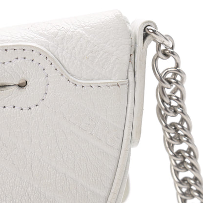 Balenciaga Shiny Goatskin Allover Logo Embossed XXS Souvenir Belt Bag White 14 of 18