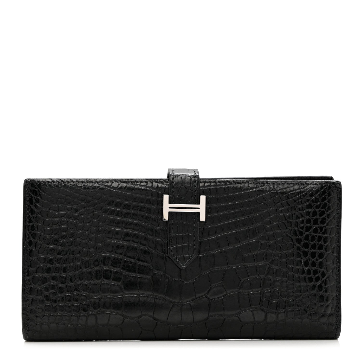 Hermes Shiny Alligator Bearn Wallet Black 1 of 8