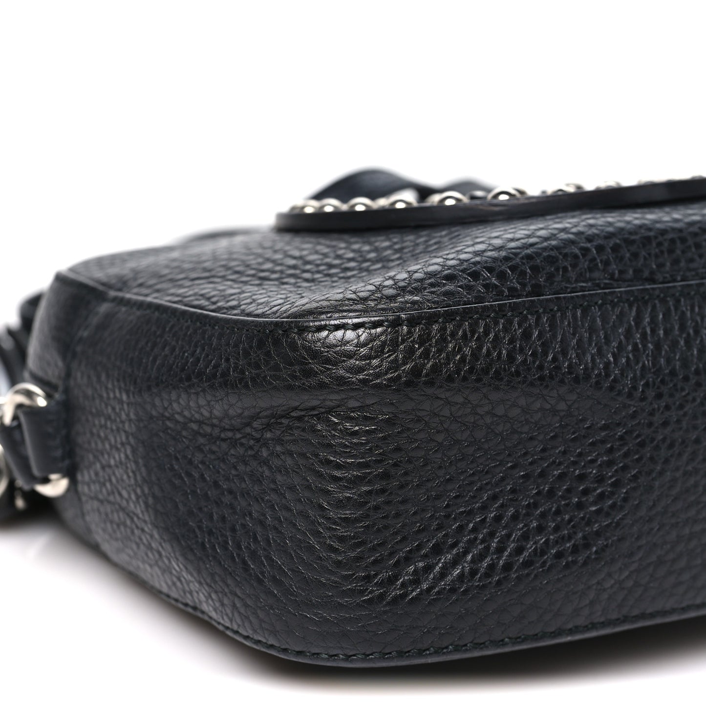 Pebbled Calfskin Studded Small Soho Disco Bag Black