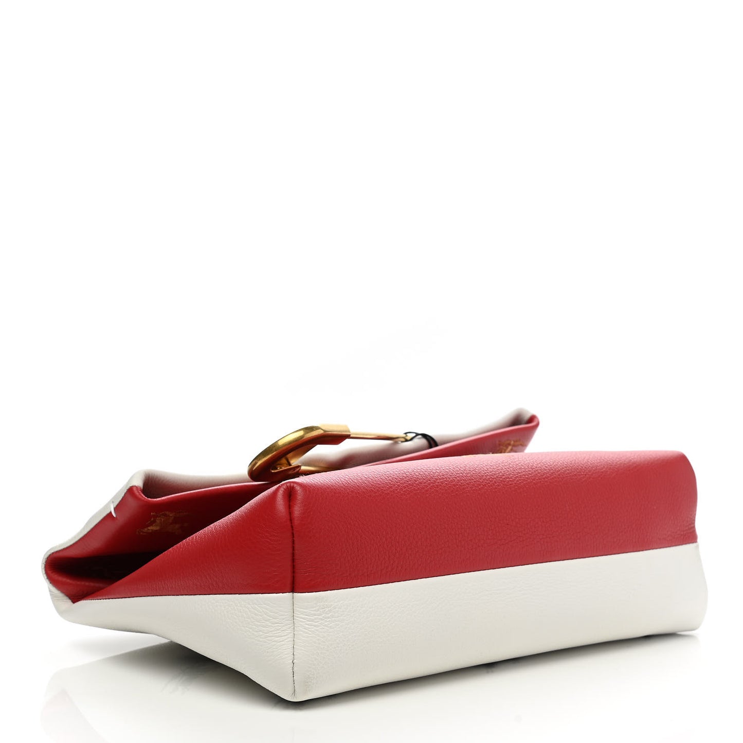 Grained Calfskin Pin Clutch White Red