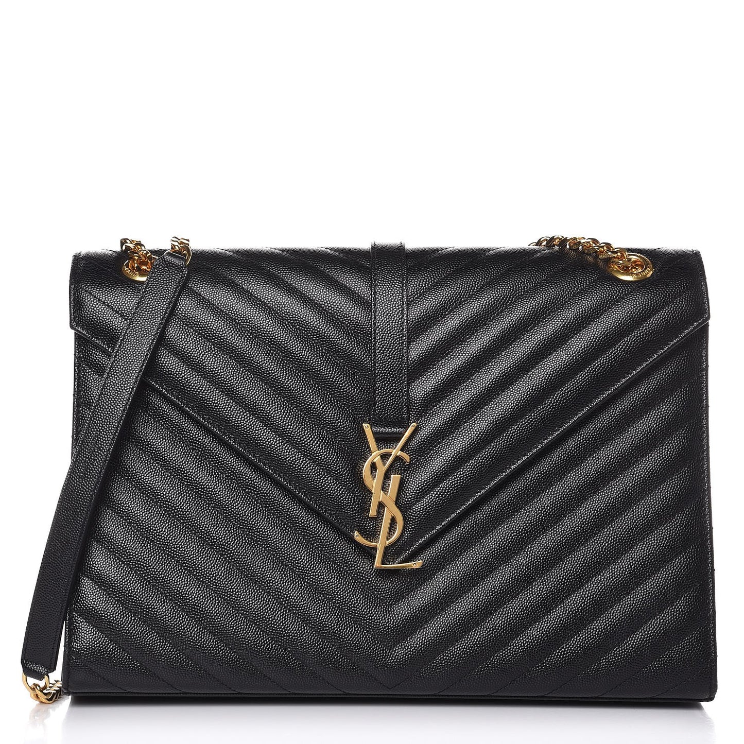 Grain De Poudre Matelasse Chevron Large Monogram Satchel Black