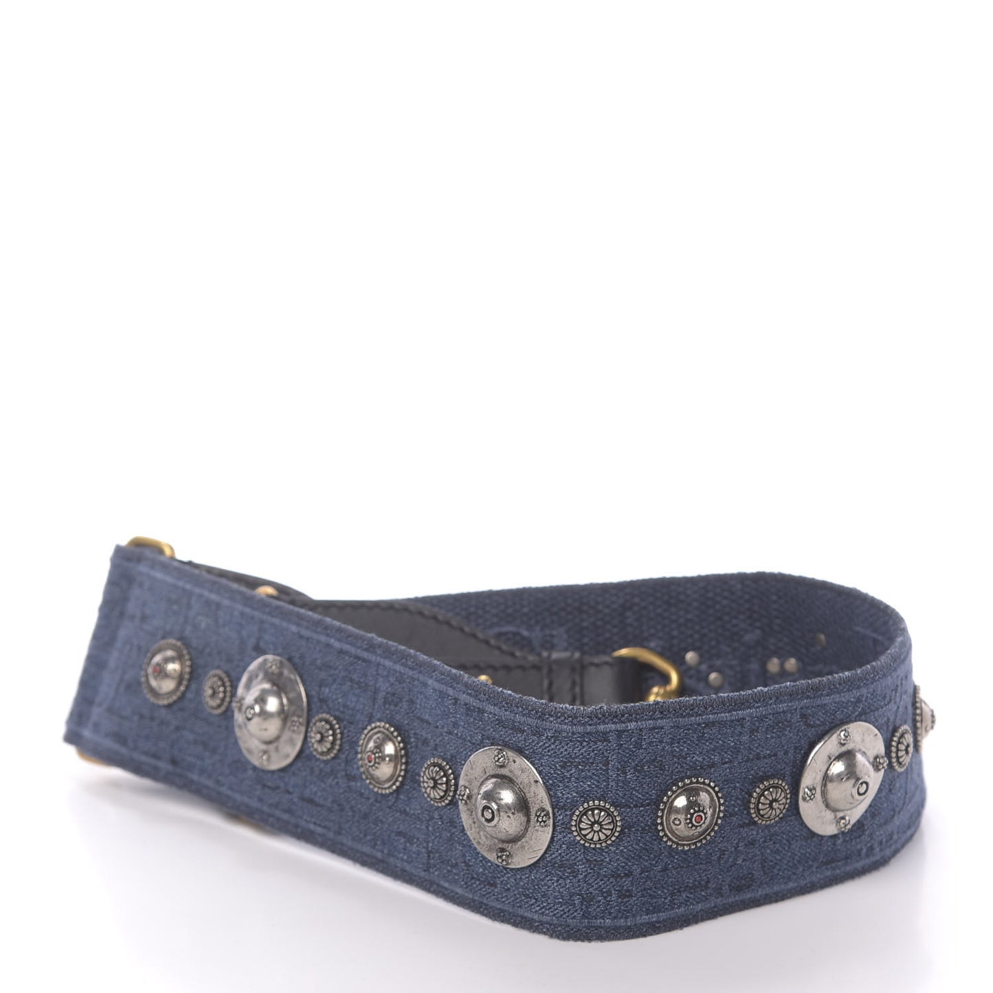 Oblique Denim Studded Shoulder Strap Blue