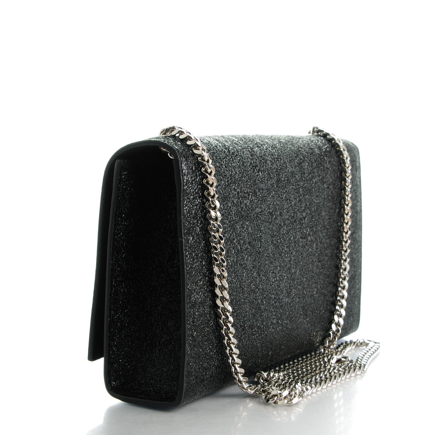 Saint Laurent Metallic Sparkle Calfskin Medium Monogram Kate Satchel Black 3 of 6
