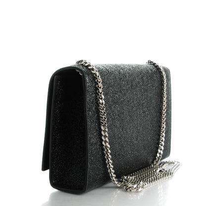 Saint Laurent Metallic Sparkle Calfskin Medium Monogram Kate Satchel Black 3 of 6