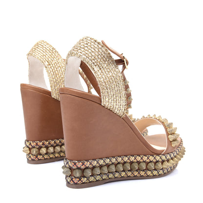 Christian Louboutin Calfskin Cordorella 110 Wedge Sandals 40 Version Cuoio 2 of 14