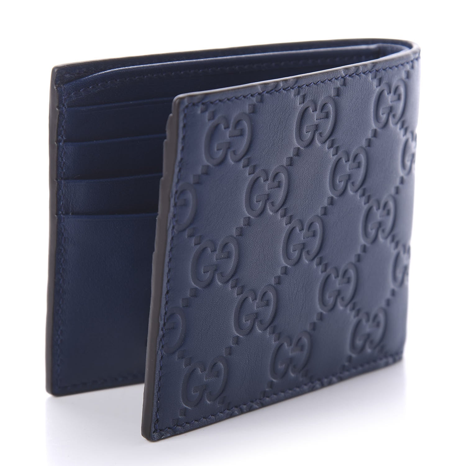 Gucci X MLB Guccissima Signature NY Yankees Embroidered Bi-Fold Wallet Royale Ivory 2 of 5