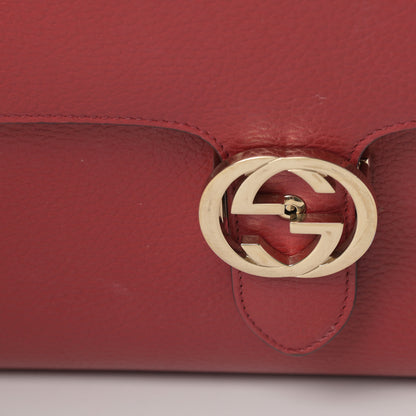 Gucci Dollar Calfskin Medium Interlocking G Top Handle Shoulder Bag Red 15 of 15
