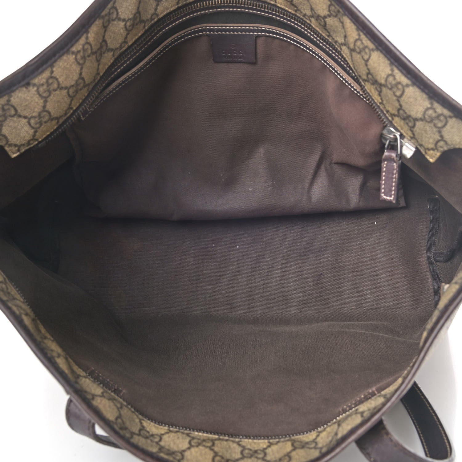 Gucci GG Supreme Monogram Medium Zippered Shopping Tote Dark Brown 4 of 8