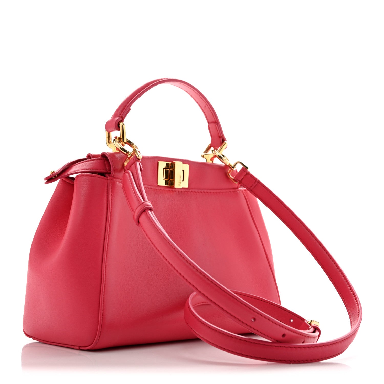 Fendi Nappa Stacked Bar Mini Peekaboo Iconic Satchel Lampone 3 of 15
