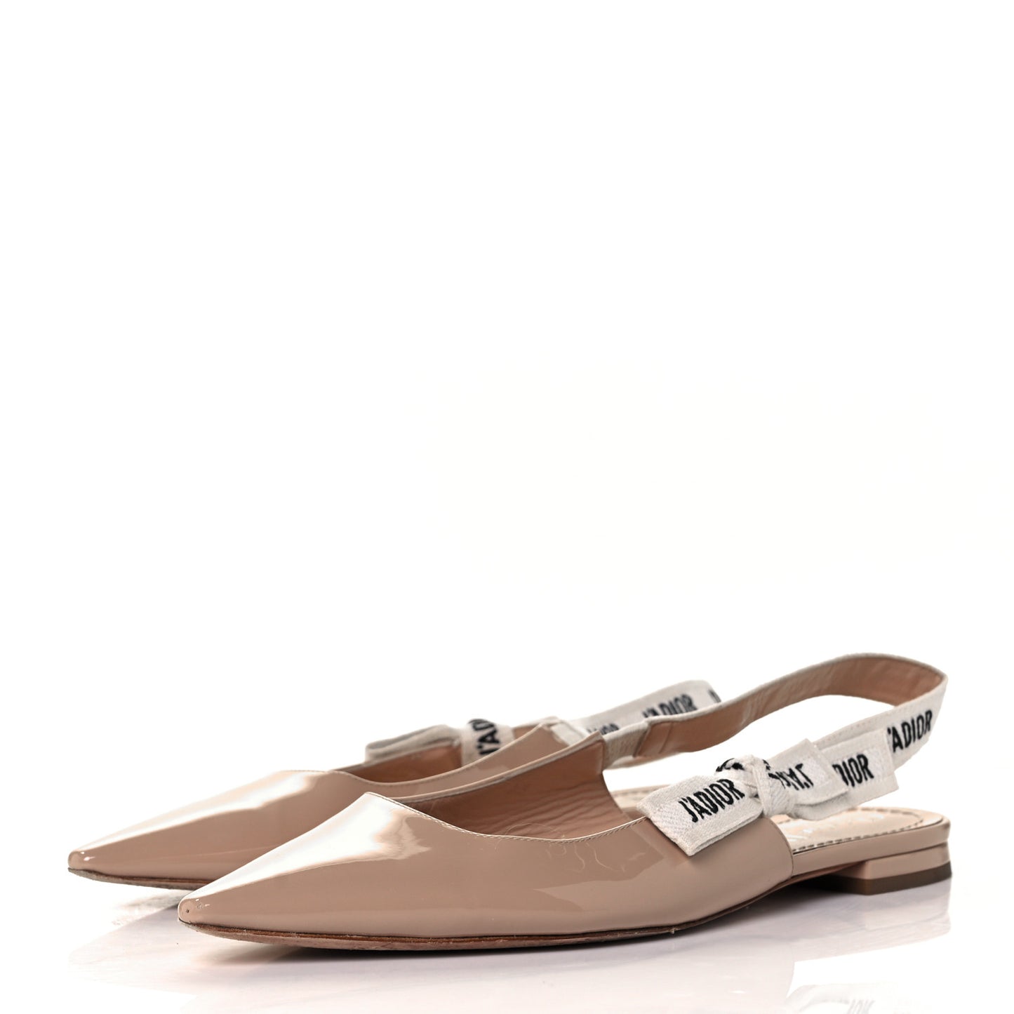 Patent Ribbon J'Adior Slingback Ballet Flats 40 Nude