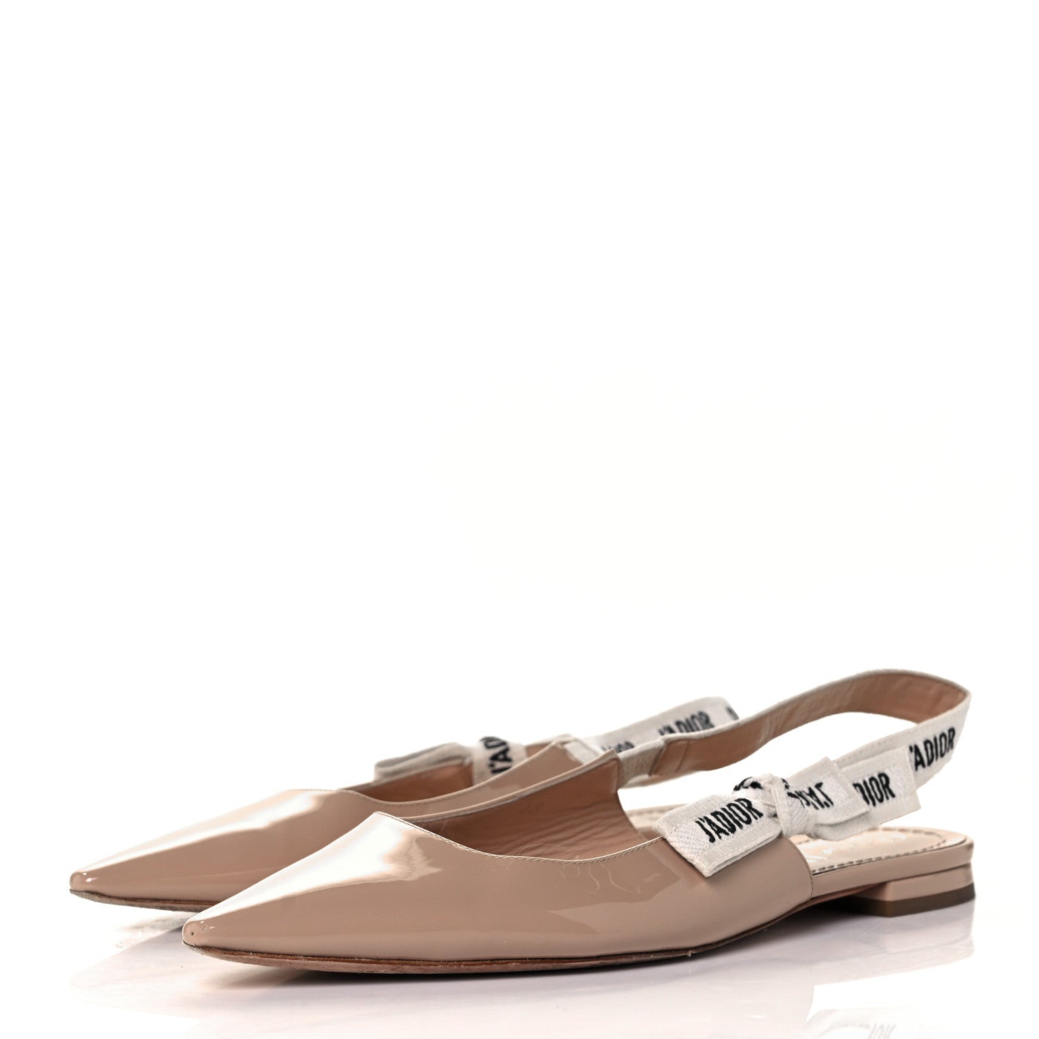 Christian Dior Patent Ribbon J'Adior Slingback Ballet Flats 40 Nude 3 of 9