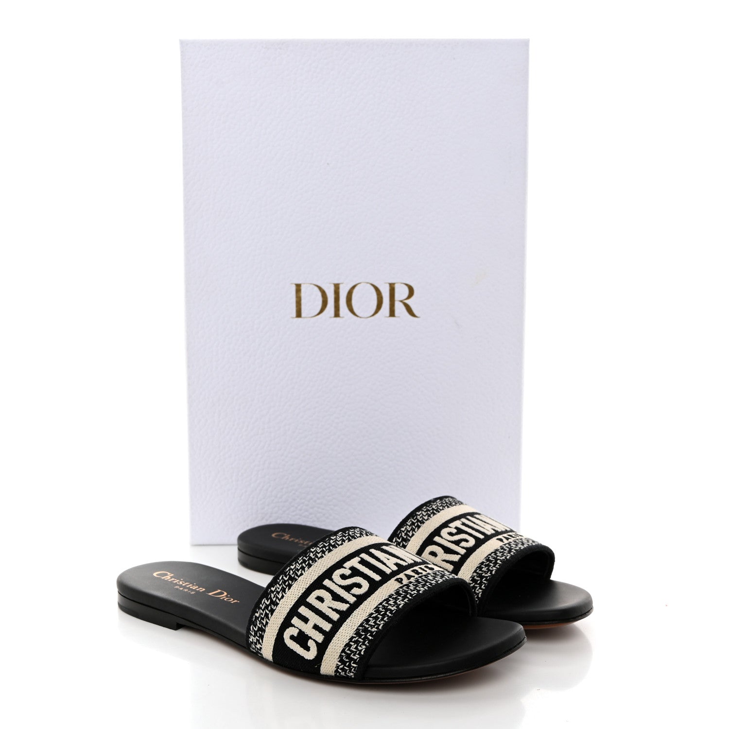 Christian Dior Canvas Embroidered Dway Mules Slide Sandals 35.5 Black 9 of 9
