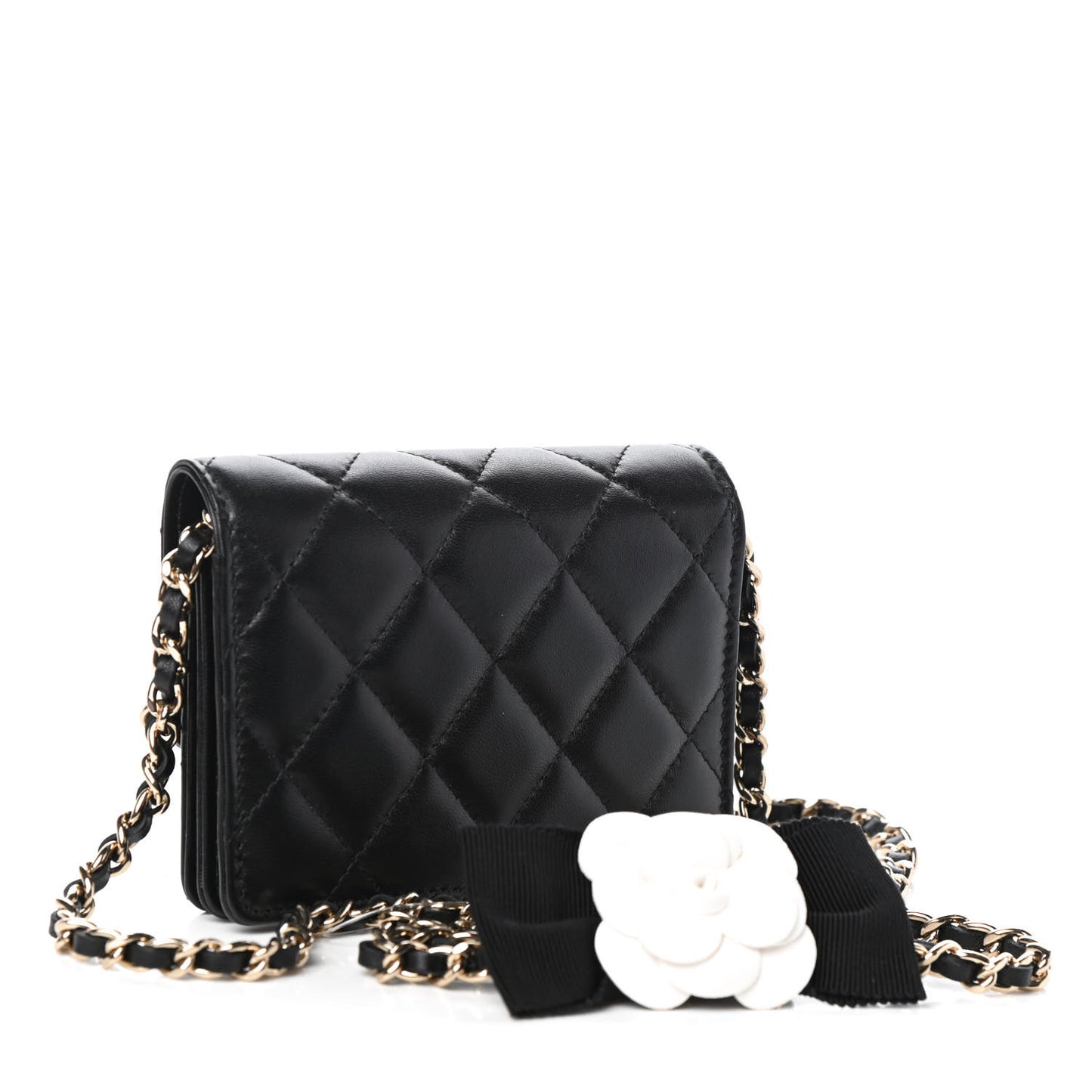 Lambskin Quilted My Chanel Lady Card Holder On Chain Black
