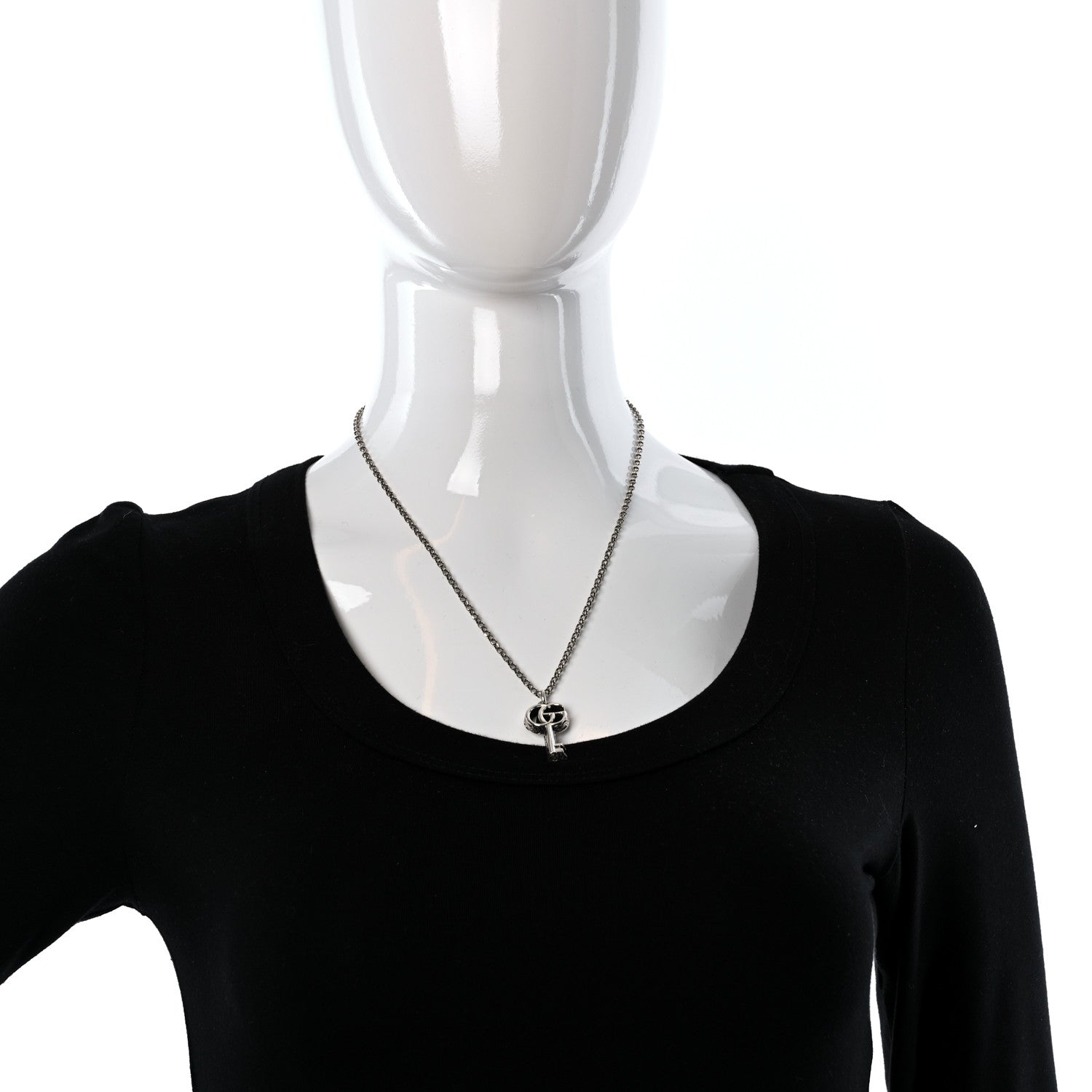 Gucci Sterling Silver Double G Key Pendant Necklace 3 of 4