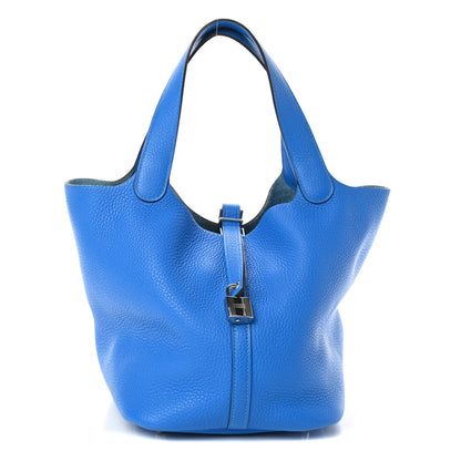 Hermes Taurillon Clemence Picotin Lock 22 MM Bleu Hydra 1 of 10