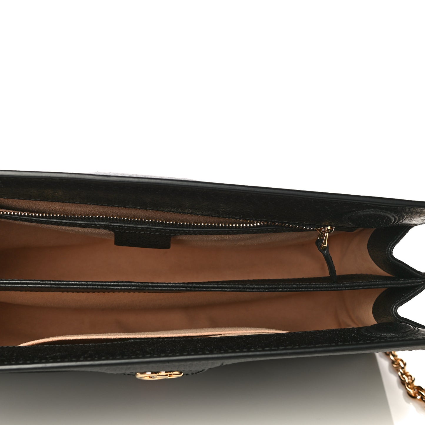 Textured Calfskin Web Medium Ophidia Chain Shoulder Bag Black