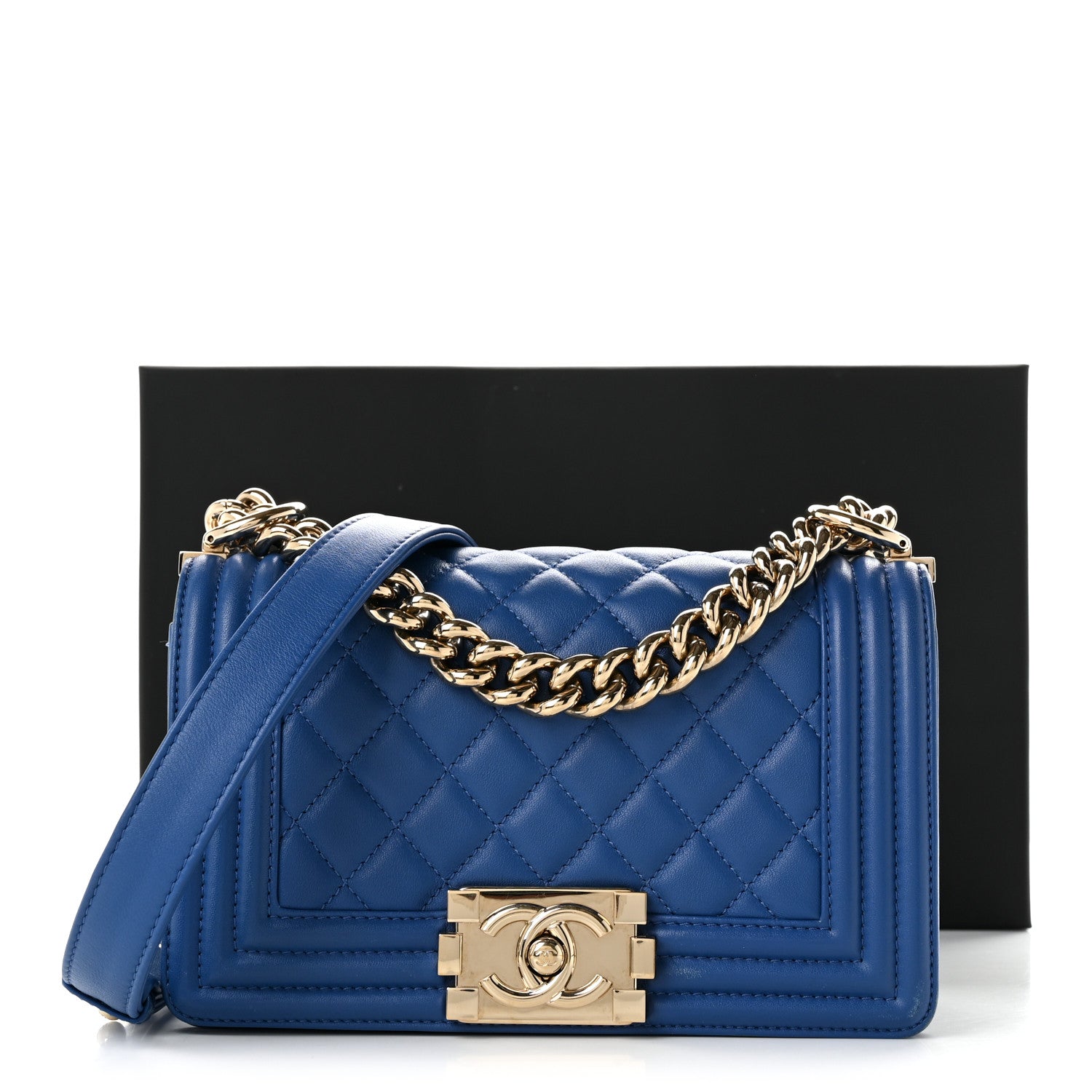 Chanel Lambskin Quilted Small Boy Flap Blue 11 of 11