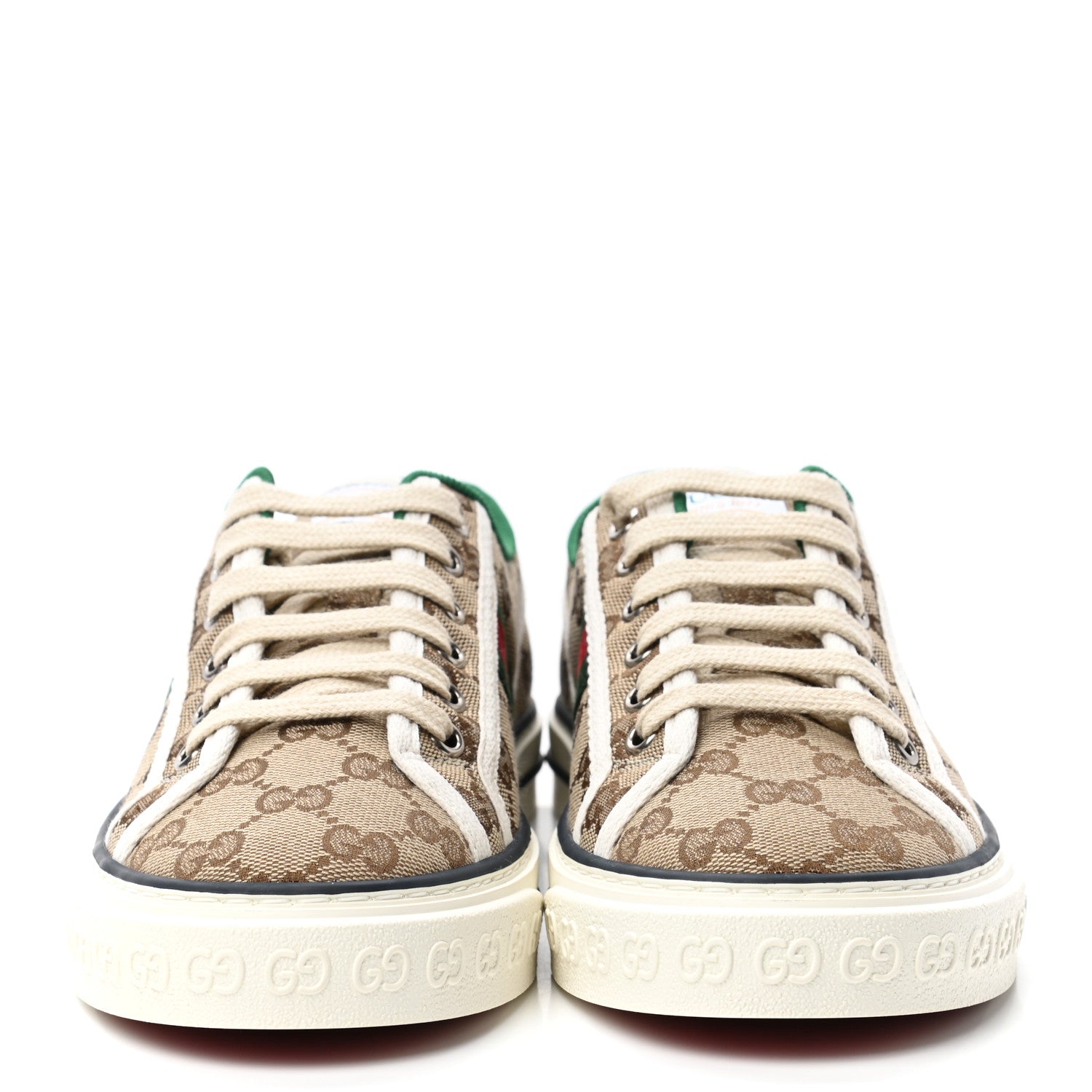 Gucci GG Monogram Web Womens 1977 Tennis Sneakers 38 Beige Ebony Mystic White 2 of 7
