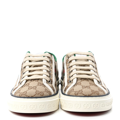 Gucci GG Monogram Web Womens 1977 Tennis Sneakers 38 Beige Ebony Mystic White 2 of 7