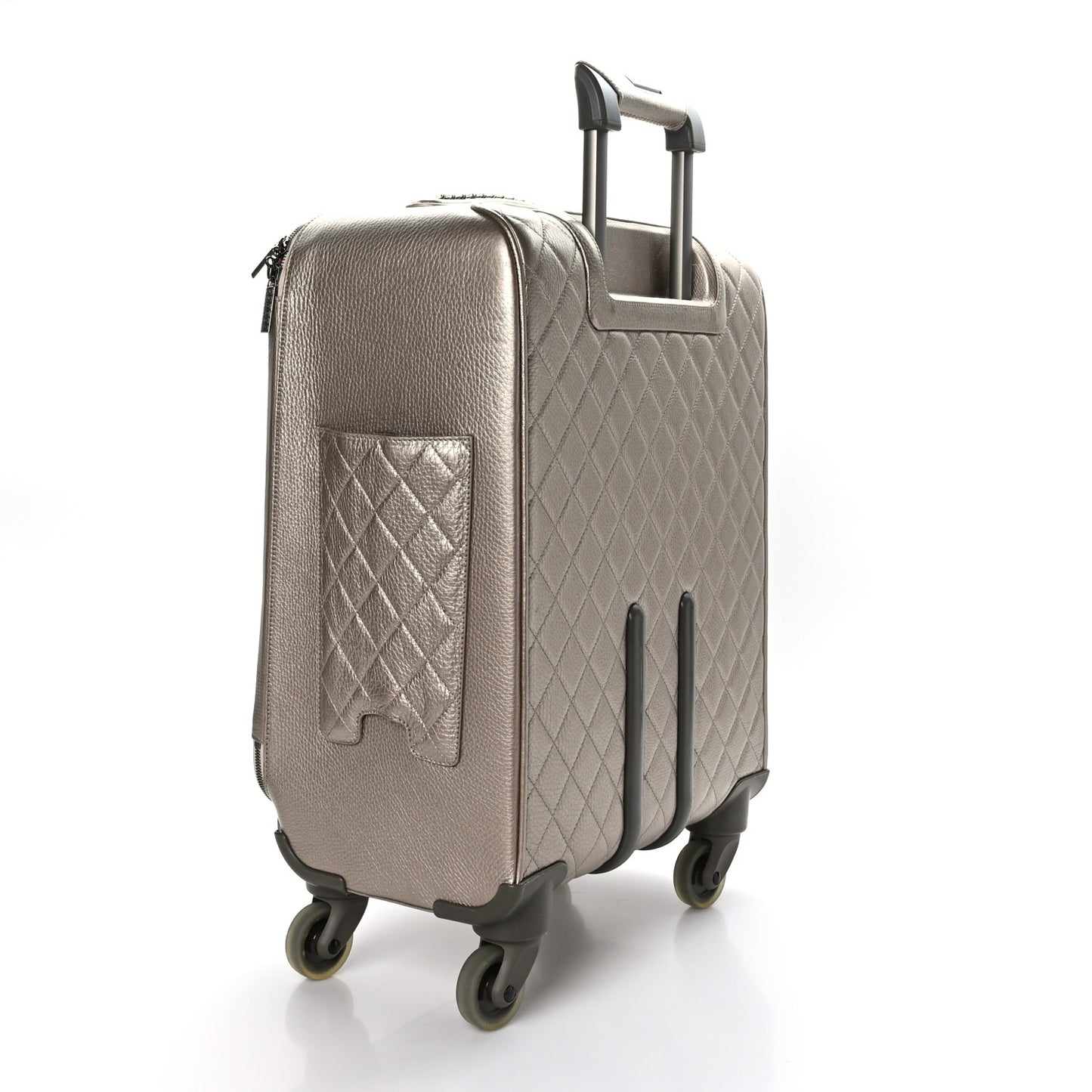 Metallic Calfskin Quilted Coco Case Trolley Gold