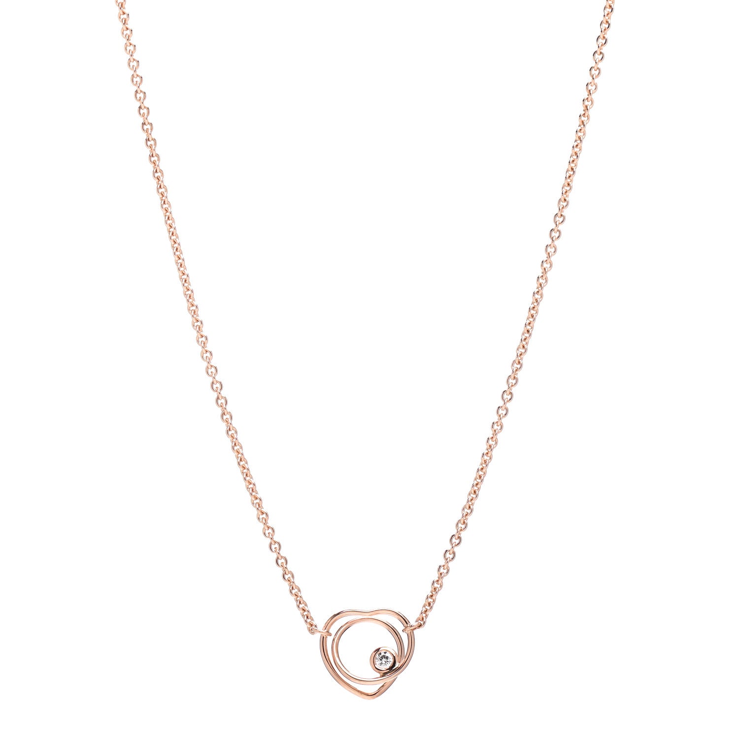 Hermes 18K Rose Gold Diamond TPM Vertige Coeur Necklace SH 1 of 4