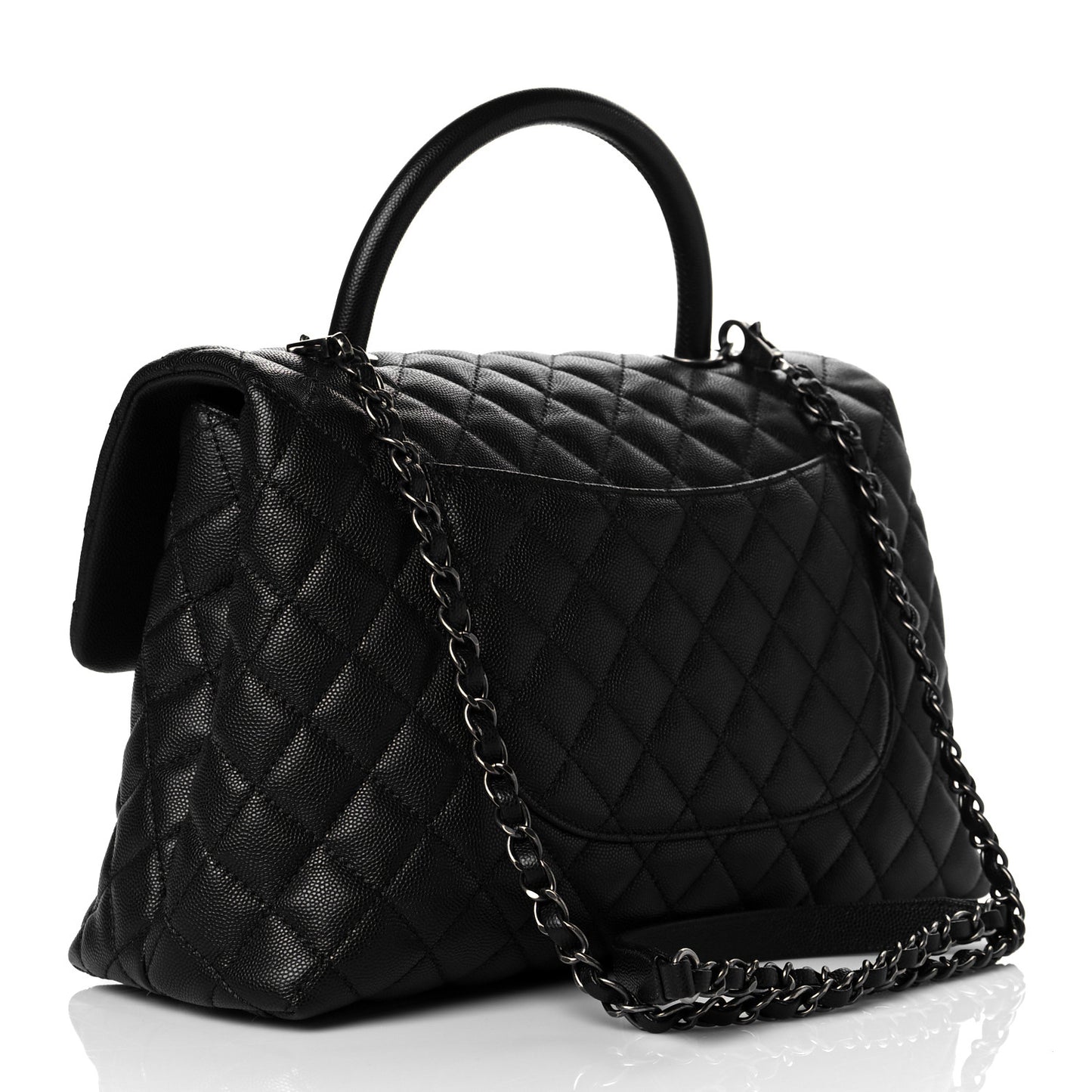 Caviar Quilted Medium Coco Handle Flap Black