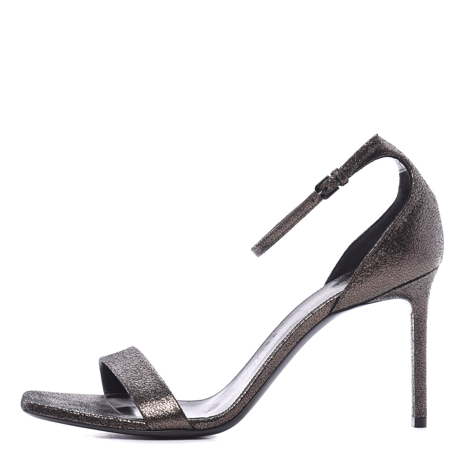 Saint Laurent Evora Amber 105 Astrap Sandals 41 Gunmetal 1 of 10