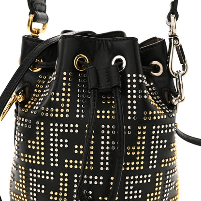Fendi Vitello Liberty F is Fendi FF Studded Mini Mon Tresor Bucket Bag Black 9 of 13