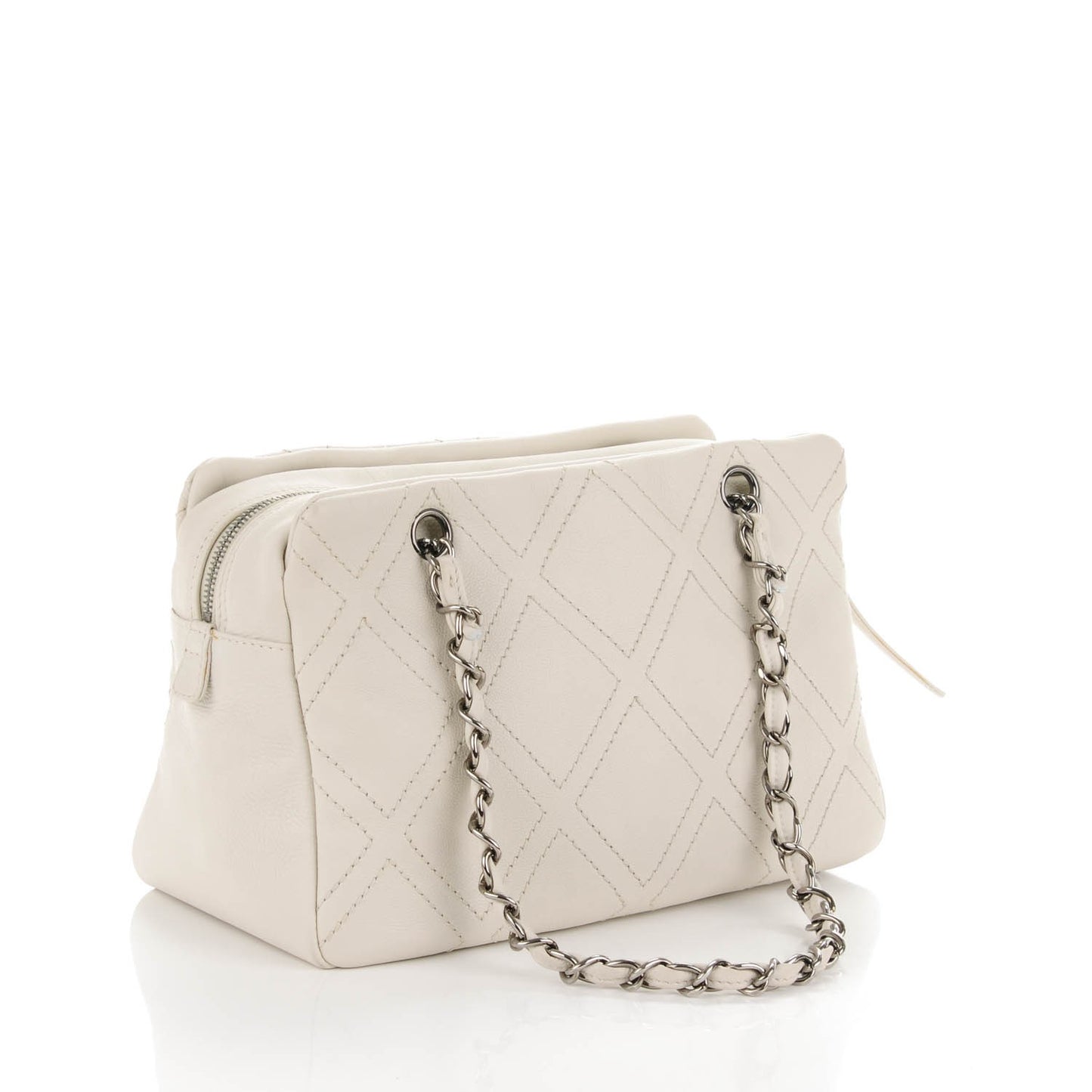 Calfskin Small Diamond Stitch Tote White