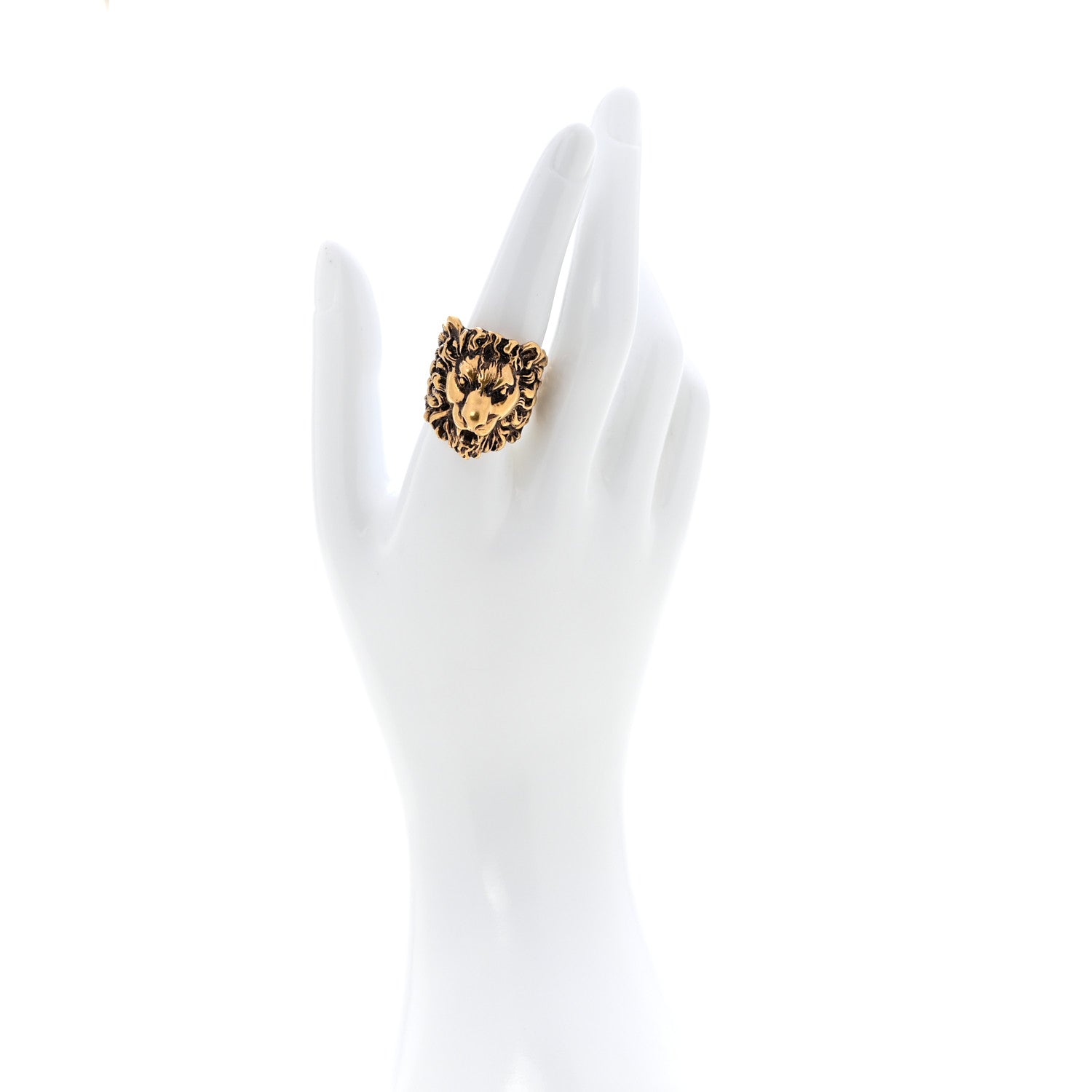 Gucci Metal Lion Head Ring 59 8.75 Aged Gold 1818471 – FASHIONPHILE