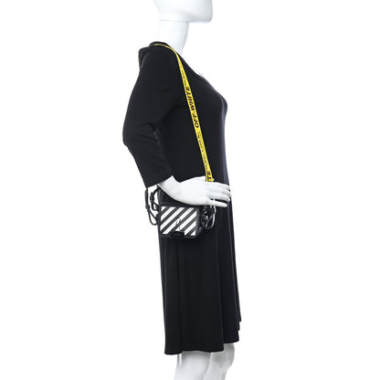 Off-White Saffiano Striped Baby Flap Black White 3 of 11