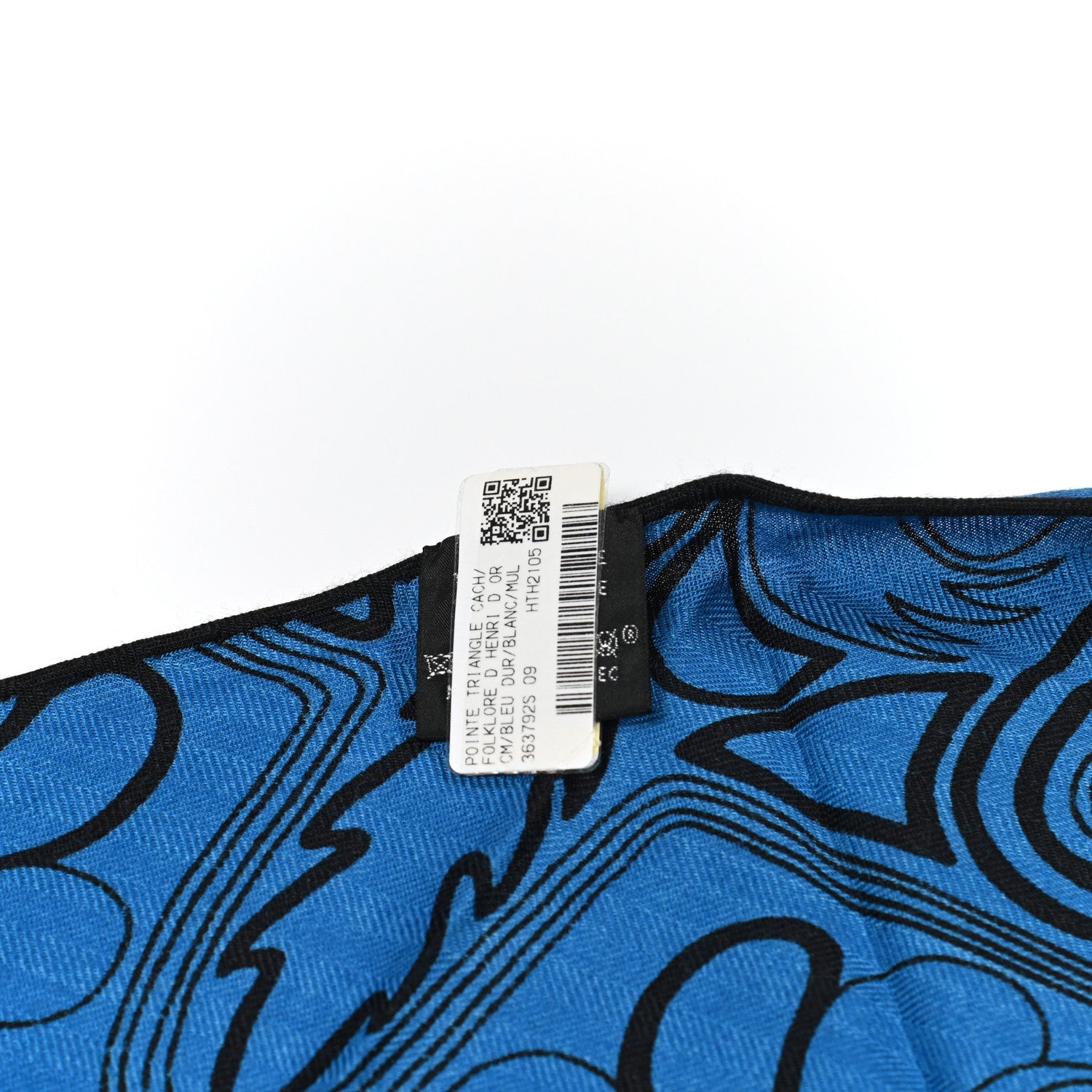 Hermes Cashmere Silk Folklore d'Henri d'Origny Giant Pointe Triangle Shawl Bleu Dur White Multicolor 2 of 6