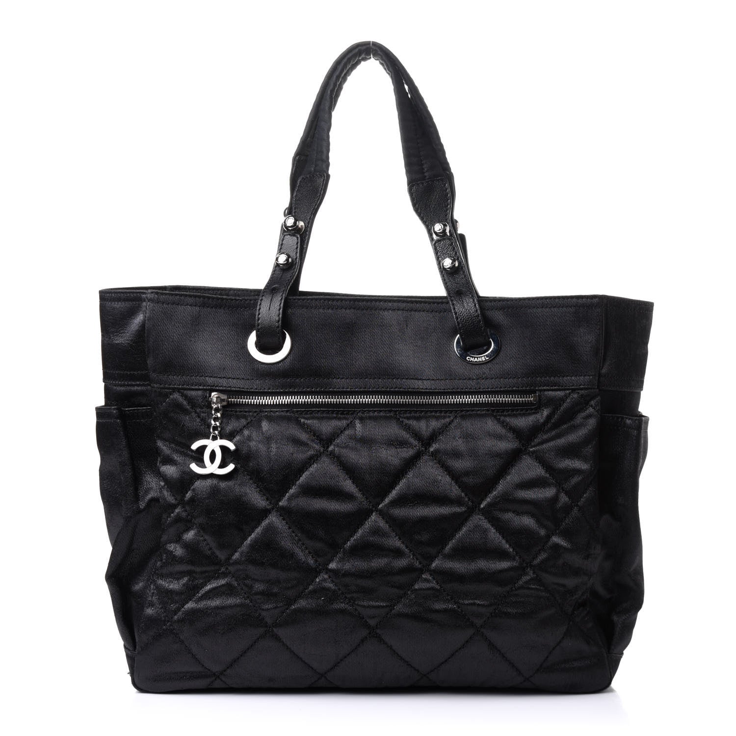 Chanel Coated Canvas Quilted Large Paris Biarritz Tote Black 1 of 16