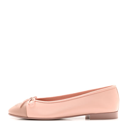 Chanel Lambskin Cap Toe CC Ballerina Flats 37 Light Pink Dark Pink 1 of 9