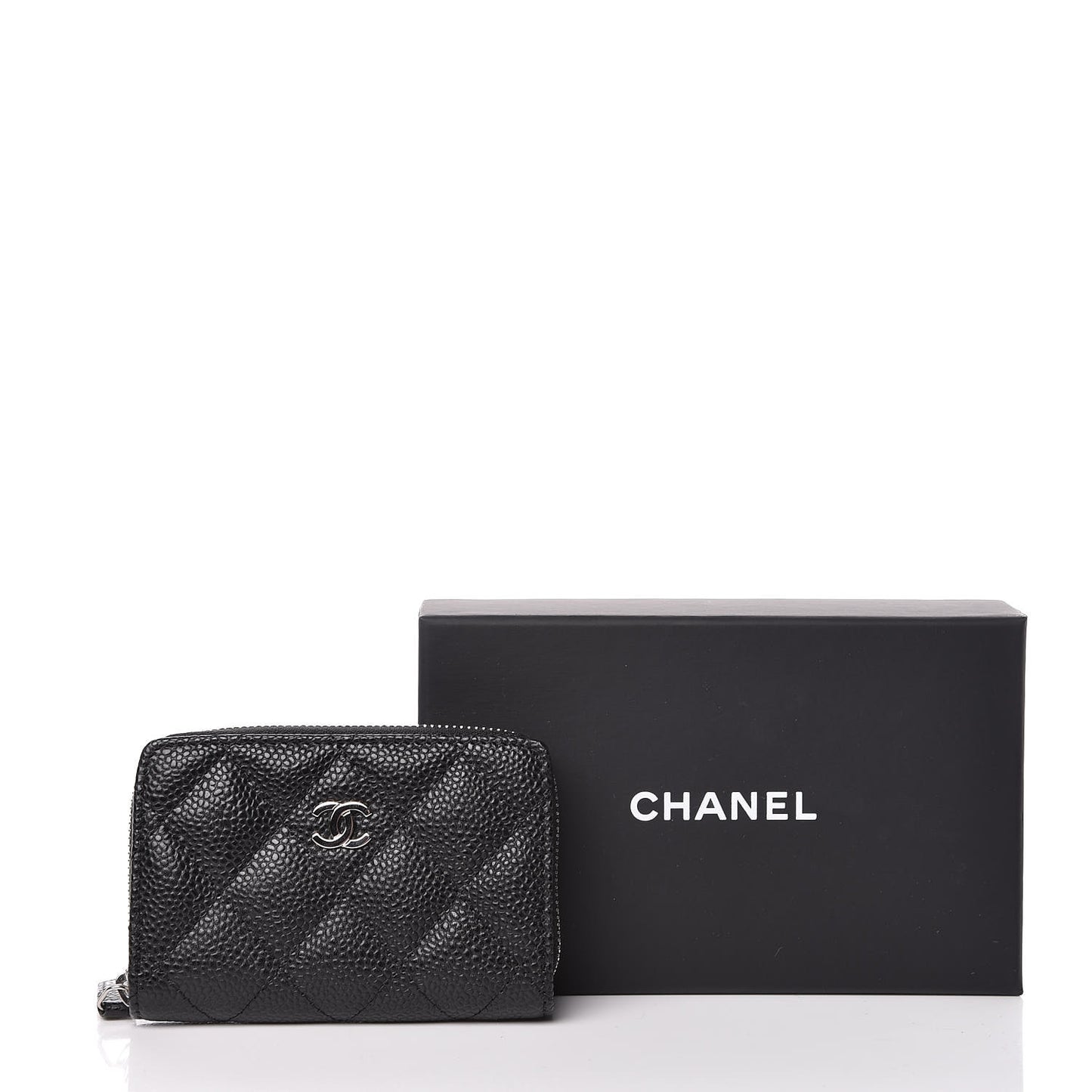 Caviar Quilted Zip Coin Purse Black