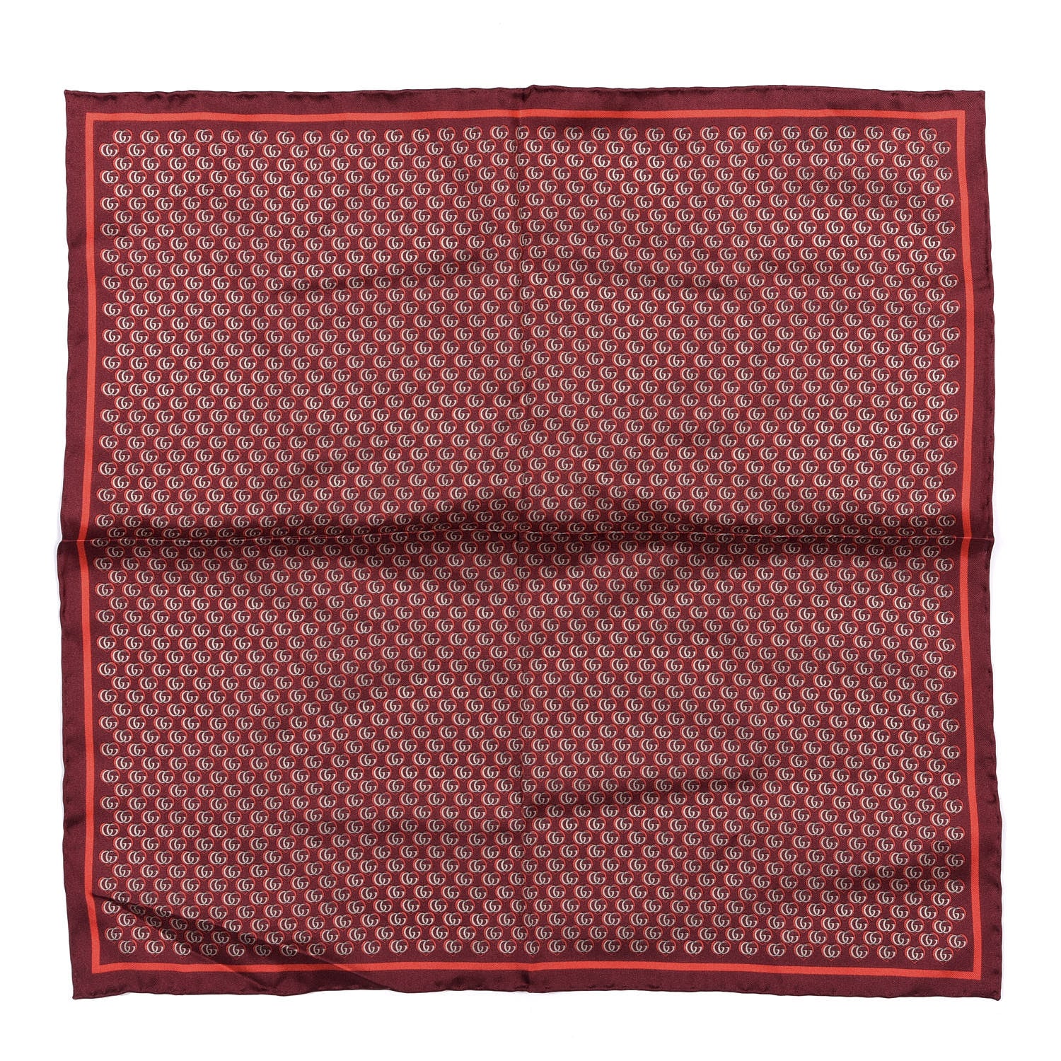 Gucci Silk Interlocking G Heart Square Scarf Red 1 of 4