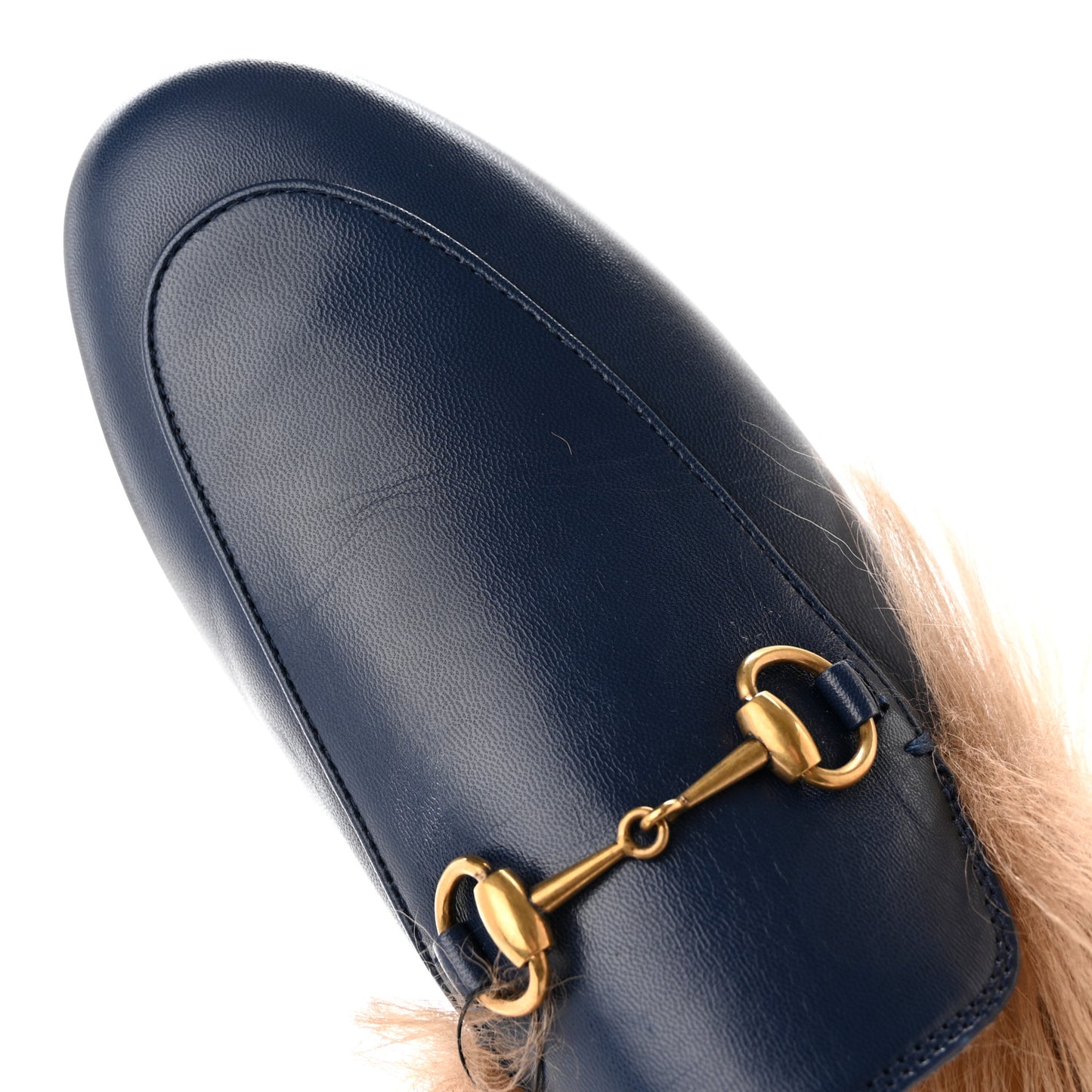 Malaga Kid Fur Womens Princetown Slippers 39 Blue Agata