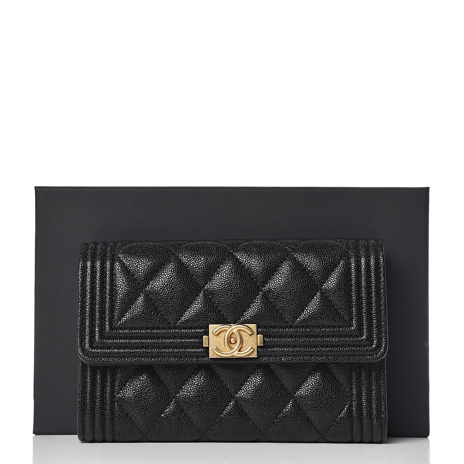 Chanel Caviar Quilted Medium Boy Flap Wallet Black 9 of 9