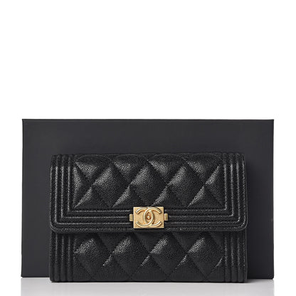 Chanel Caviar Quilted Medium Boy Flap Wallet Black 9 of 9