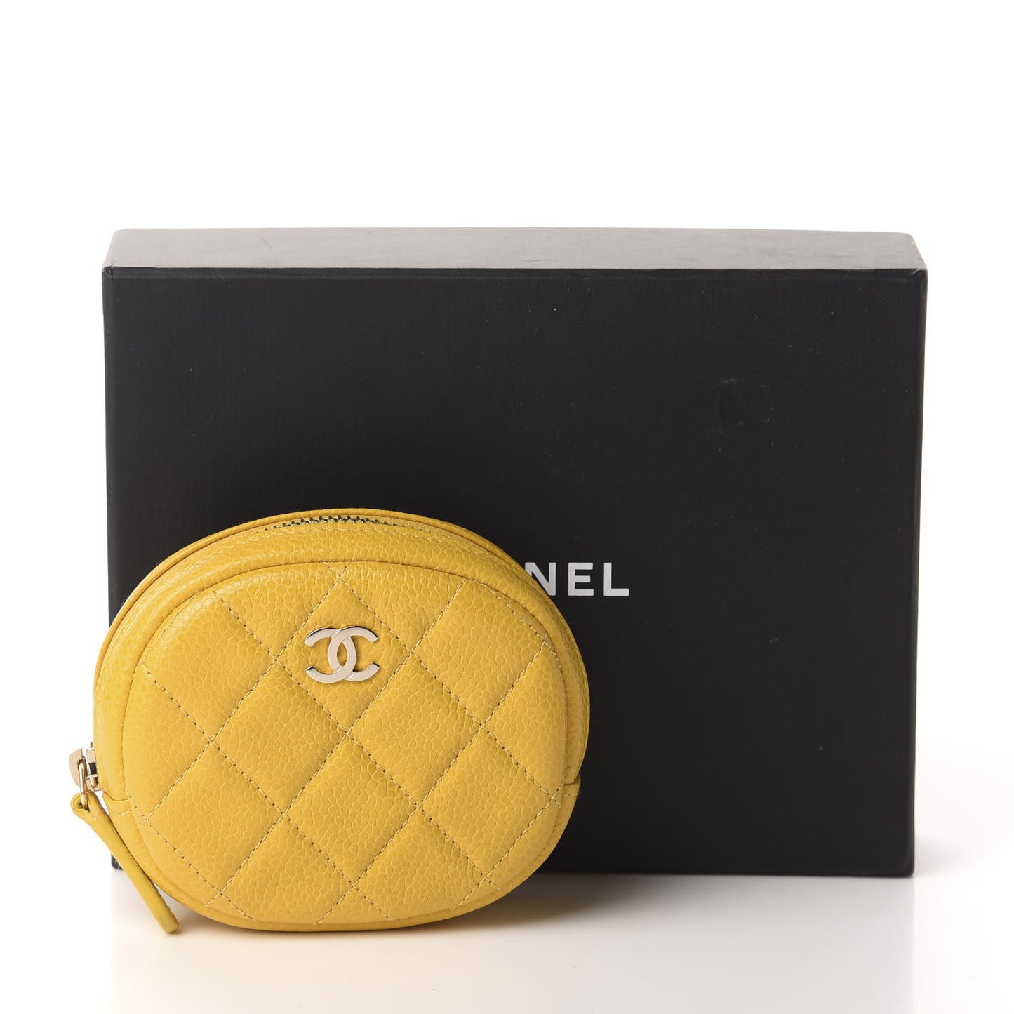Caviar Quilted Zip Around Classic Coin Purse Yellow